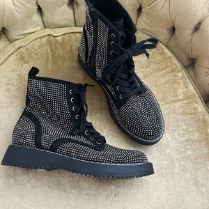 Madden Girl Black and Silver Studded Boots - sz 8